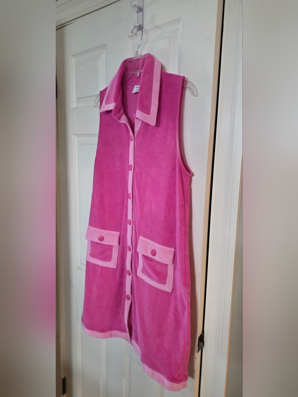 Atlantic Pacific X Lake Darcy Terry Cloth Sleeveless Dress Pink Lychee Medium - Picture 4 of 13
